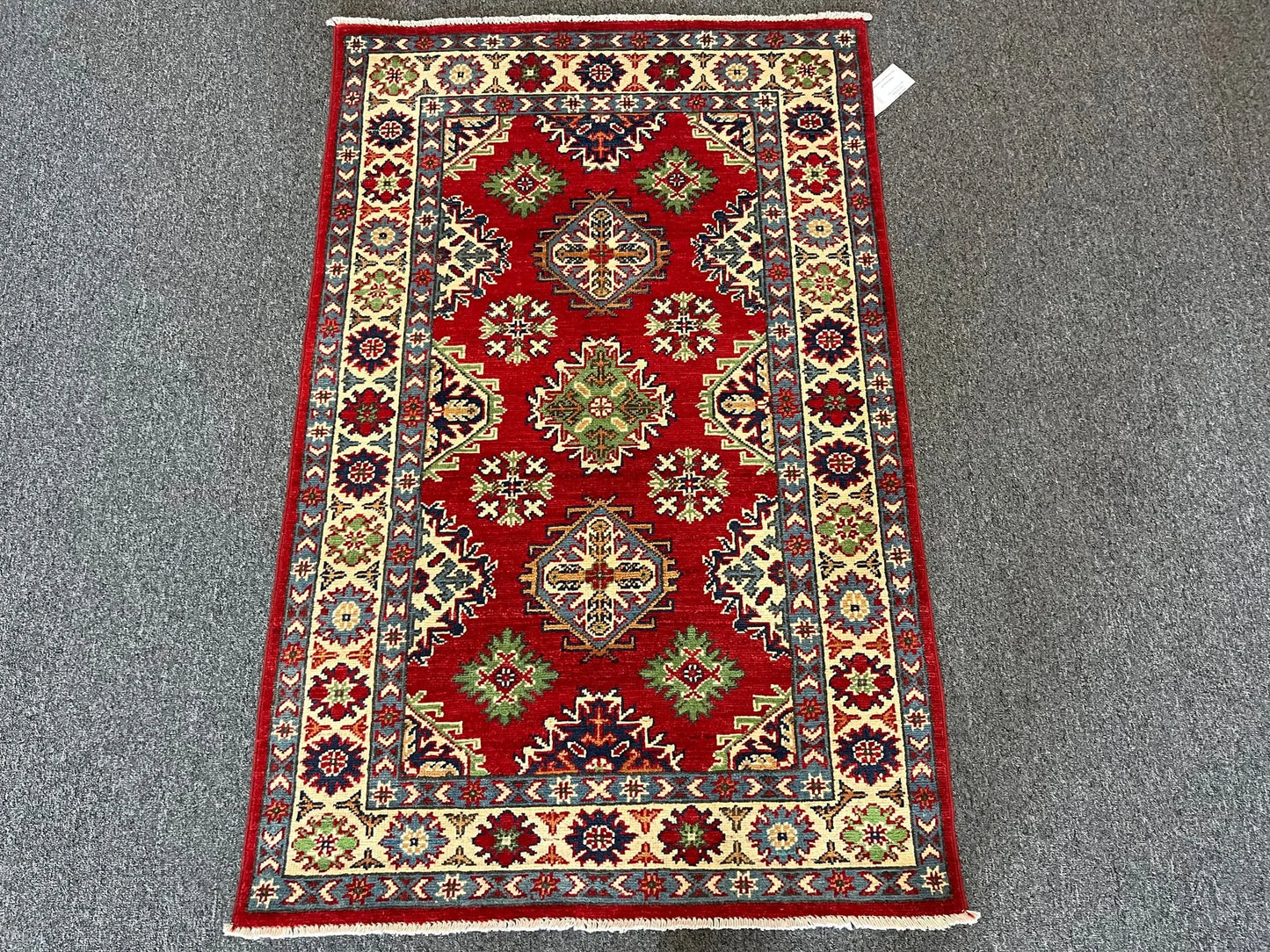 Kazak Geometric 3X5 Handmade Wool Rug # 13003