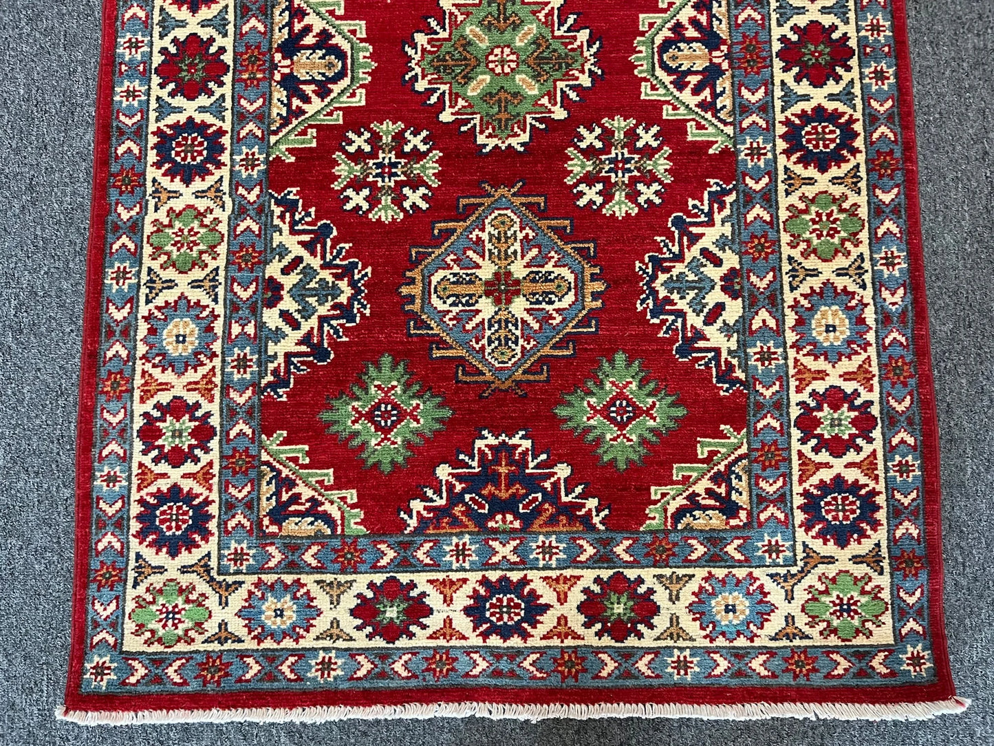 Kazak Geometric 3X5 Handmade Wool Rug # 13003