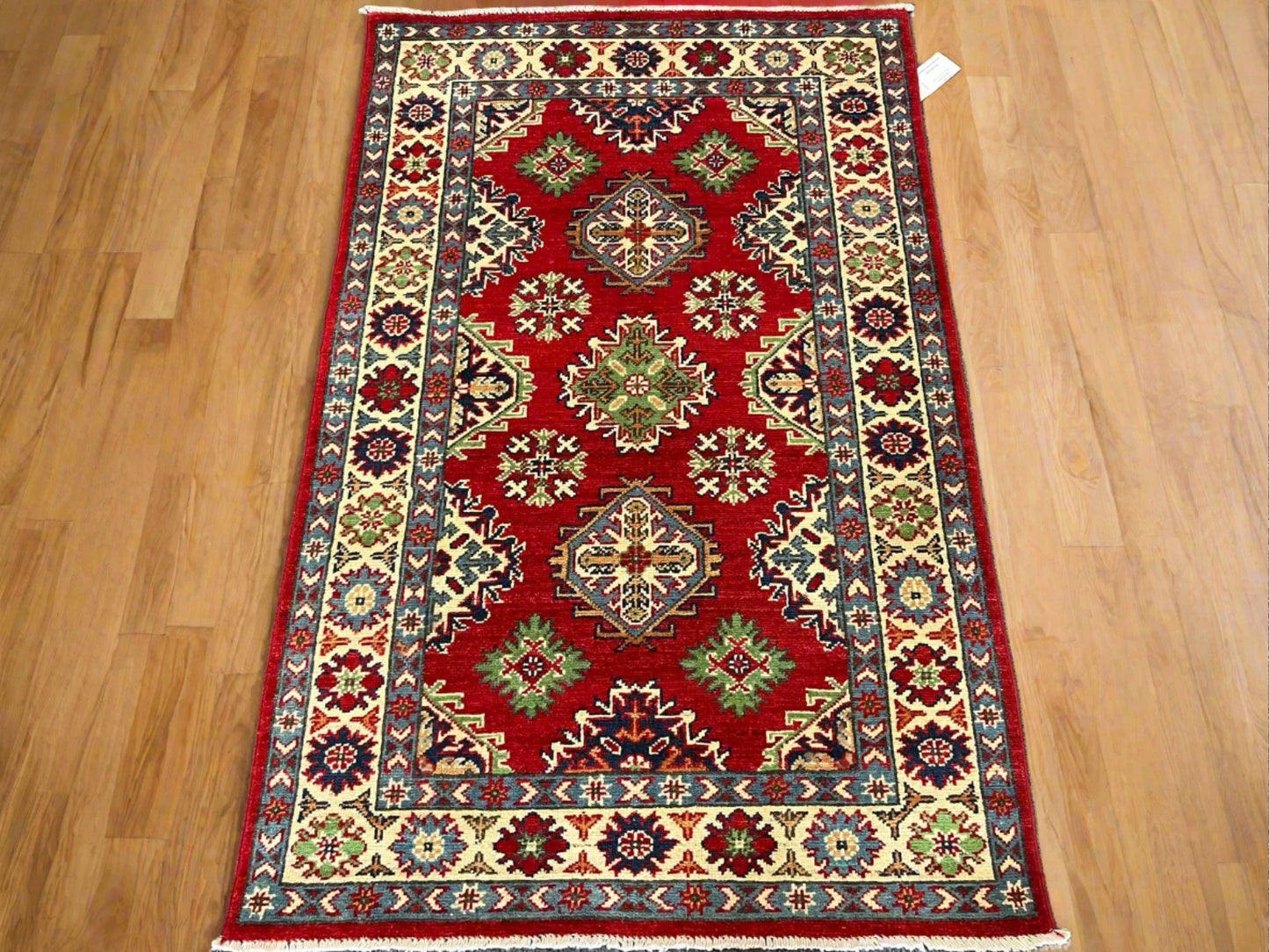 Kazak Geometric 3X5 Handmade Wool Rug # 13003