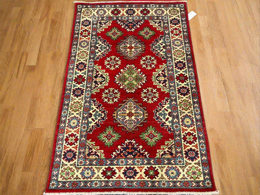 Kazak Geometric 3X5 Handmade Wool Rug # 13003