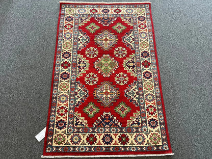 Kazak Geometric 3X5 Handmade Wool Rug # 13003