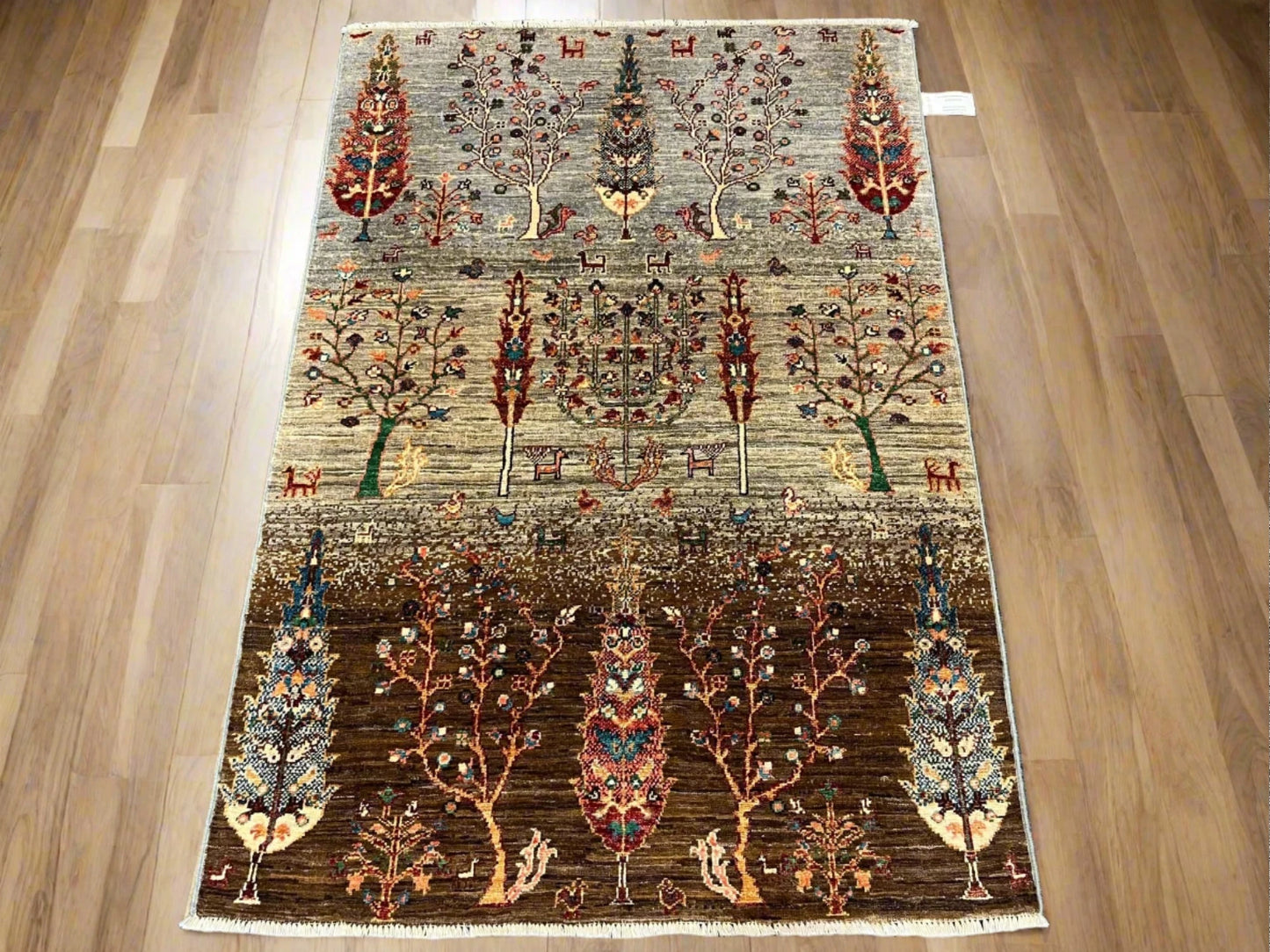 3X5 Multicolor Tree of Life Handmade Wool Rug # 13128