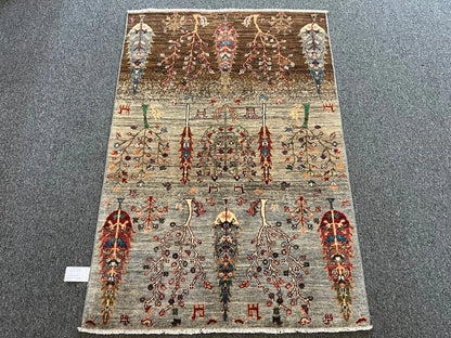 3X5 Multicolor Tree of Life Handmade Wool Rug # 13128