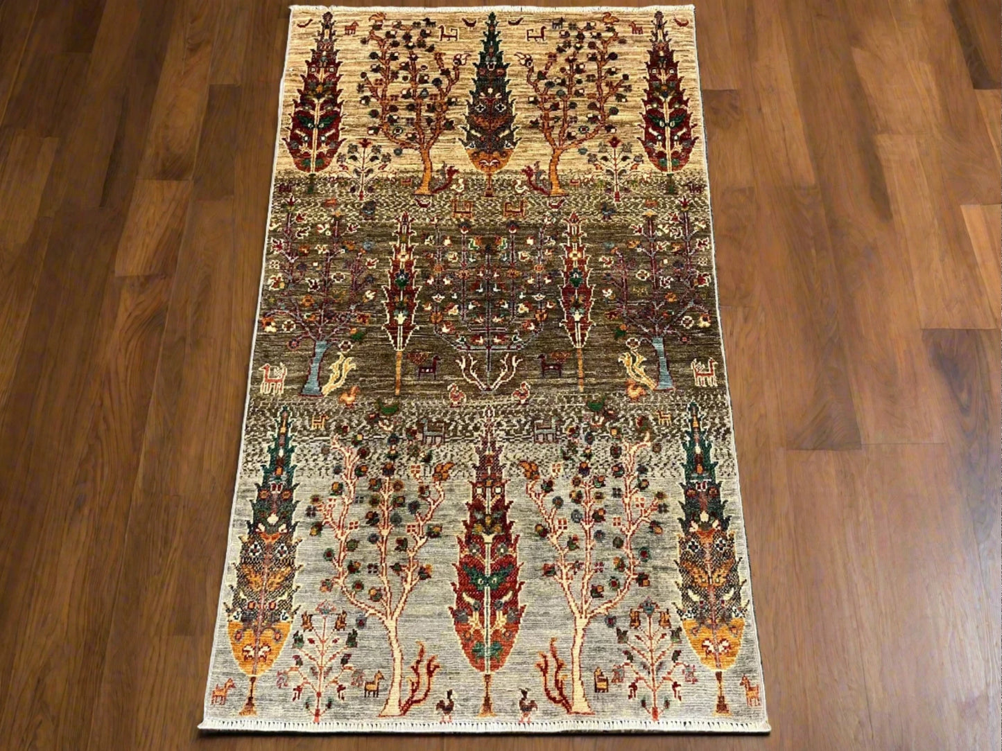 3X5 Multicolor Tree of Life Handmade Wool Rug # 13230