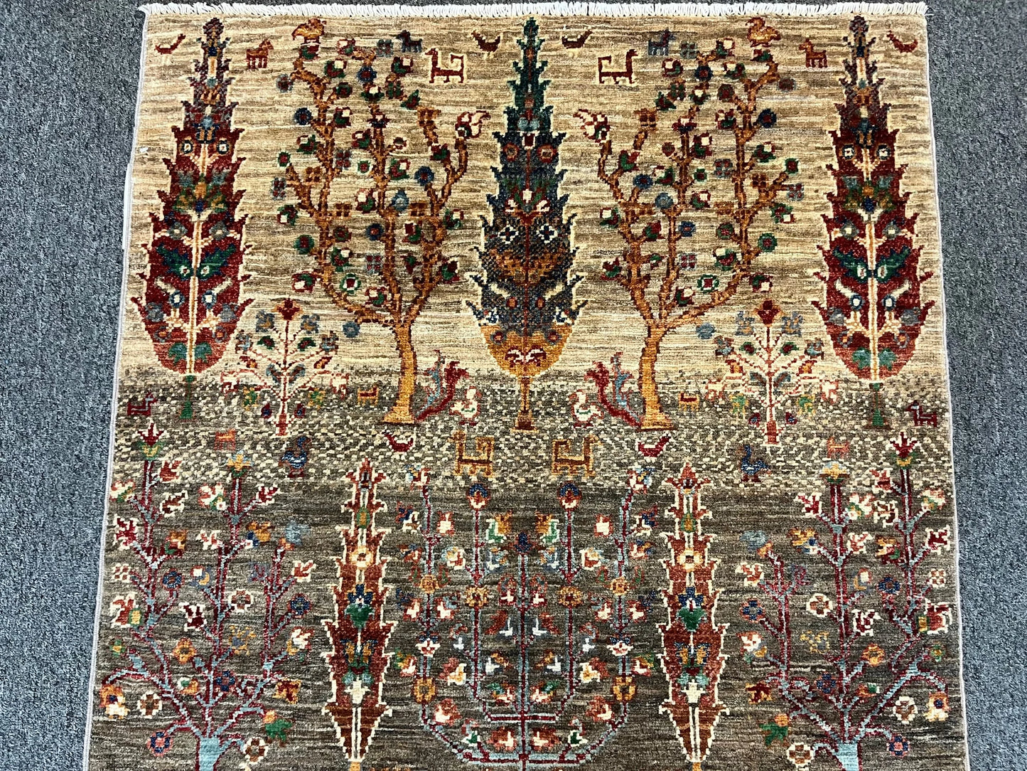 3X5 Multicolor Tree of Life Handmade Wool Rug # 13230