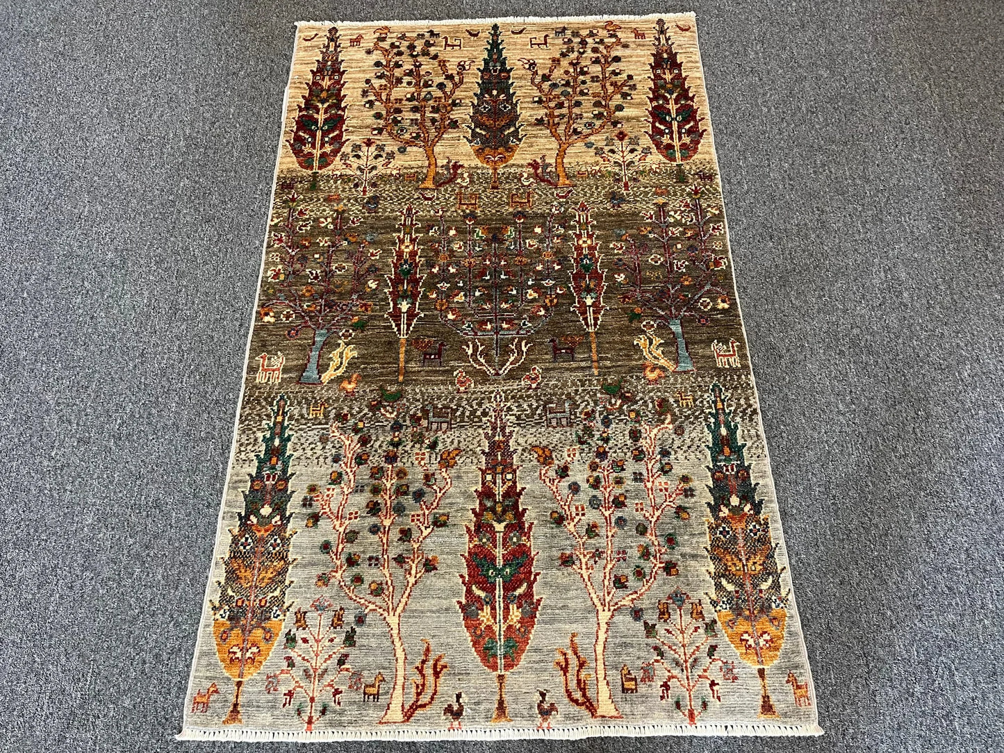 3X5 Multicolor Tree of Life Handmade Wool Rug # 13230