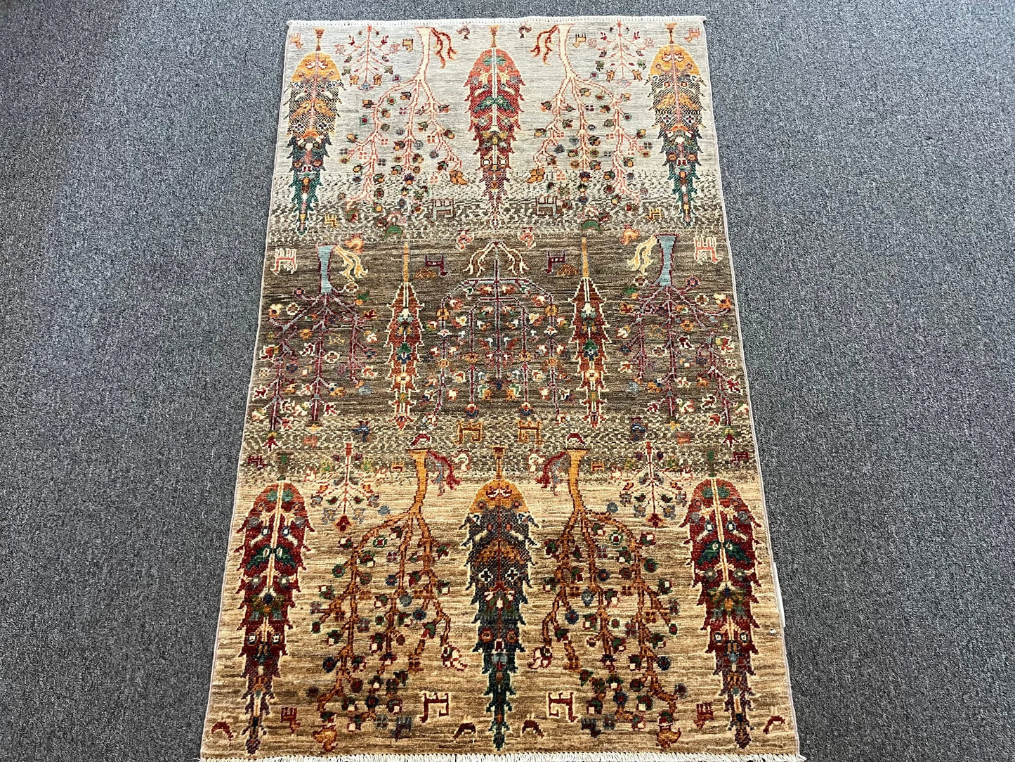 3X5 Multicolor Tree of Life Handmade Wool Rug # 13230