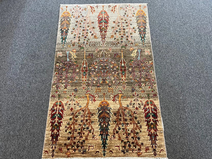 3X5 Multicolor Tree of Life Handmade Wool Rug # 13230