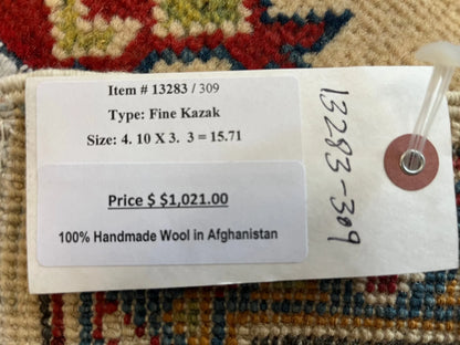 Kazak Multicolor 3X5 Handmade Wool Rug # 13283