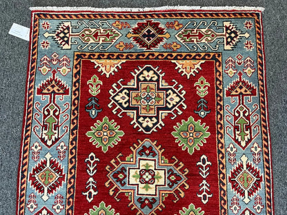 Kazak Red & Blue 3X5 Handmade Wool Rug # 13284