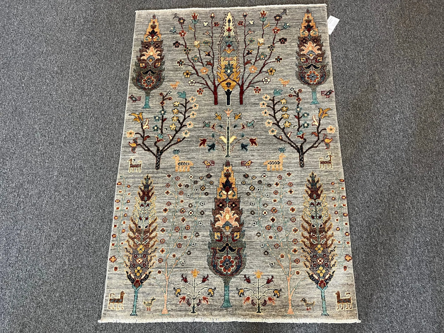 3X5 Multicolor Tree of Life Handmade Wool Rug # 13118