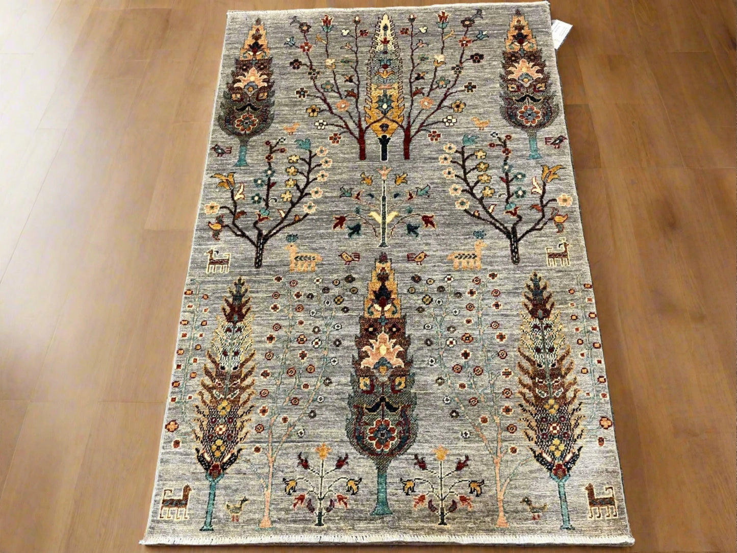 3X5 Multicolor Tree of Life Handmade Wool Rug # 13118