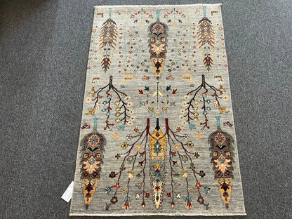 3X5 Multicolor Tree of Life Handmade Wool Rug # 13118