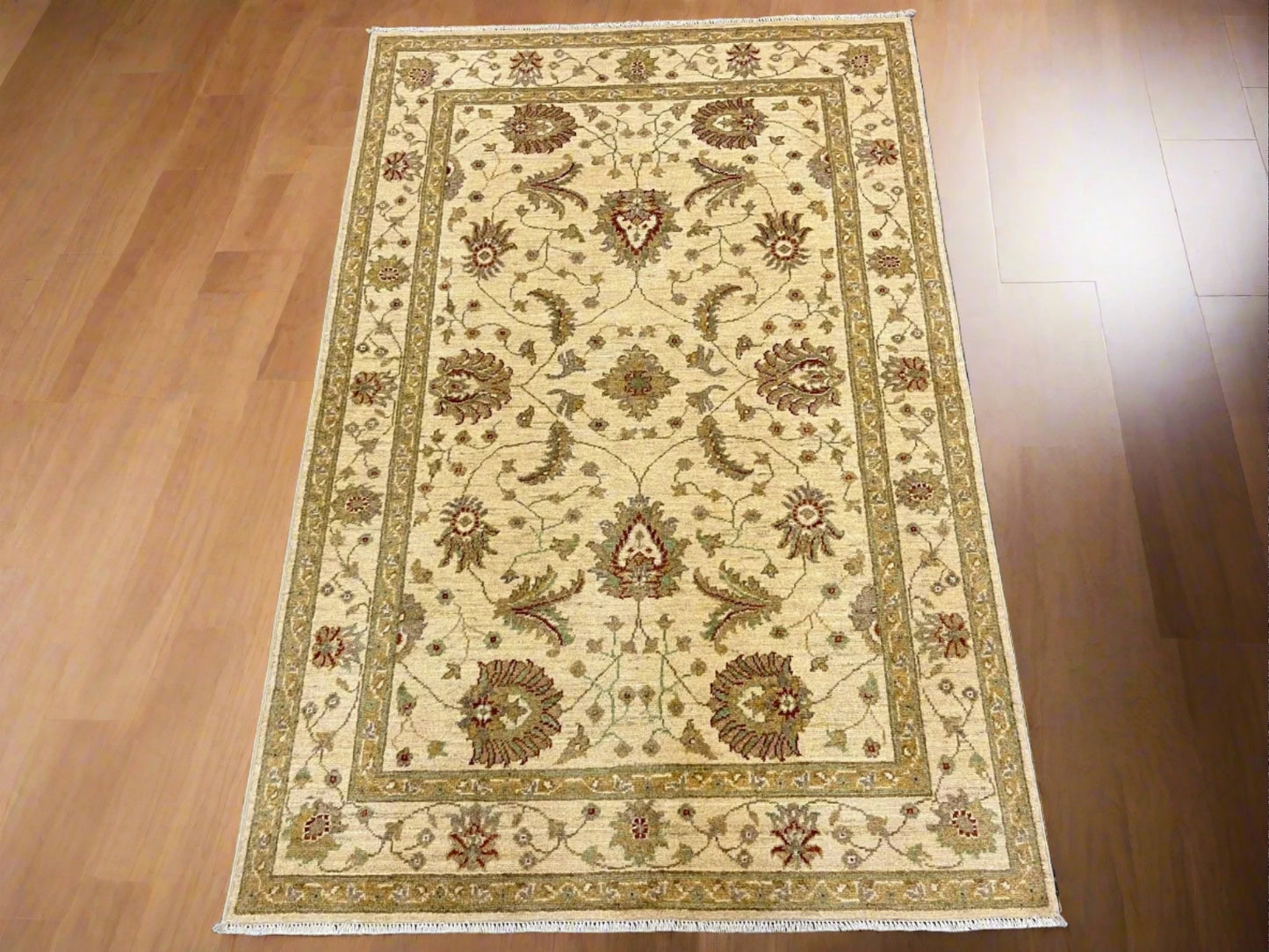 Ziegler Oushak Ivory/Gold 4X6 Handmade Wool Rug # 13248