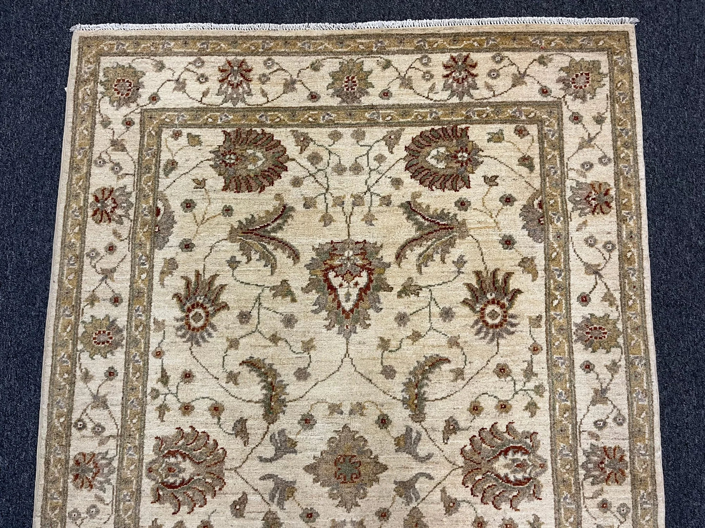 Ziegler Oushak Ivory/Gold 4X6 Handmade Wool Rug # 13248