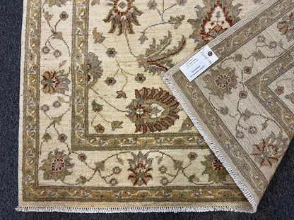 Ziegler Oushak Ivory/Gold 4X6 Handmade Wool Rug # 13248