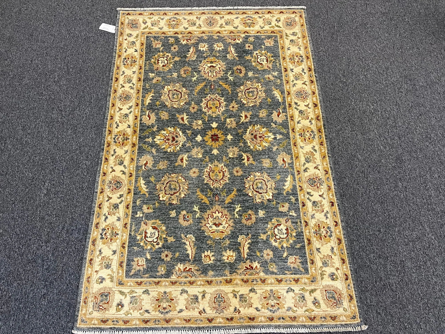 4X6 Ziegler Oushak Blue/Gray Gold Handmade Wool Rug # 13247