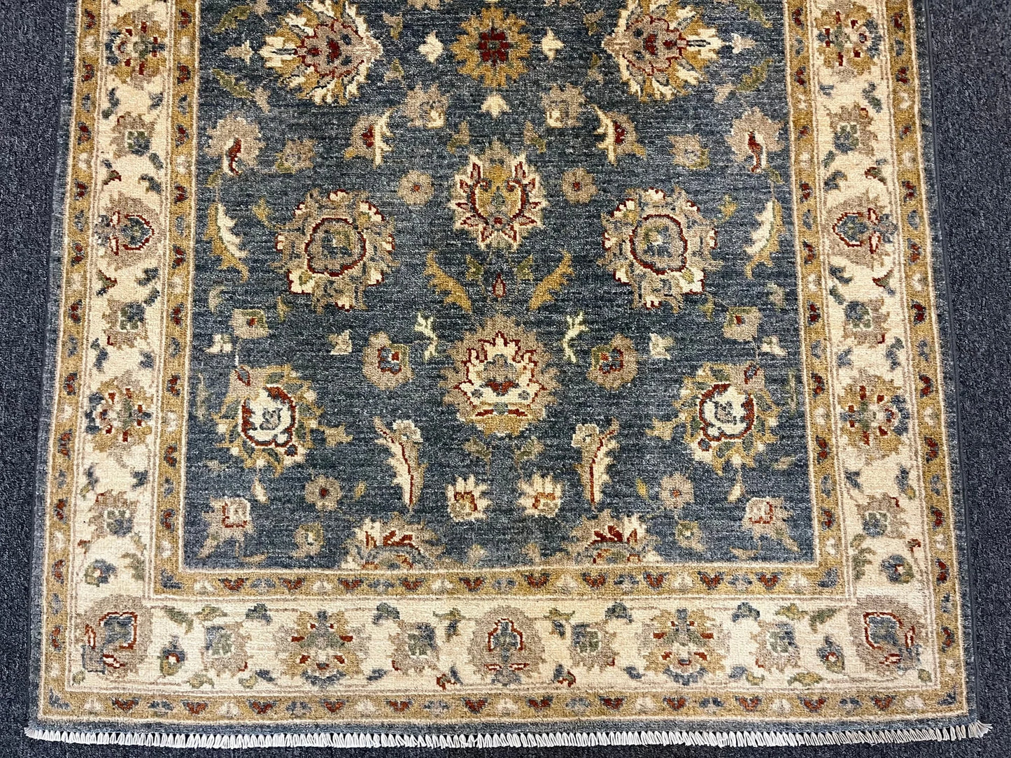 4X6 Ziegler Oushak Blue/Gray Gold Handmade Wool Rug # 13247