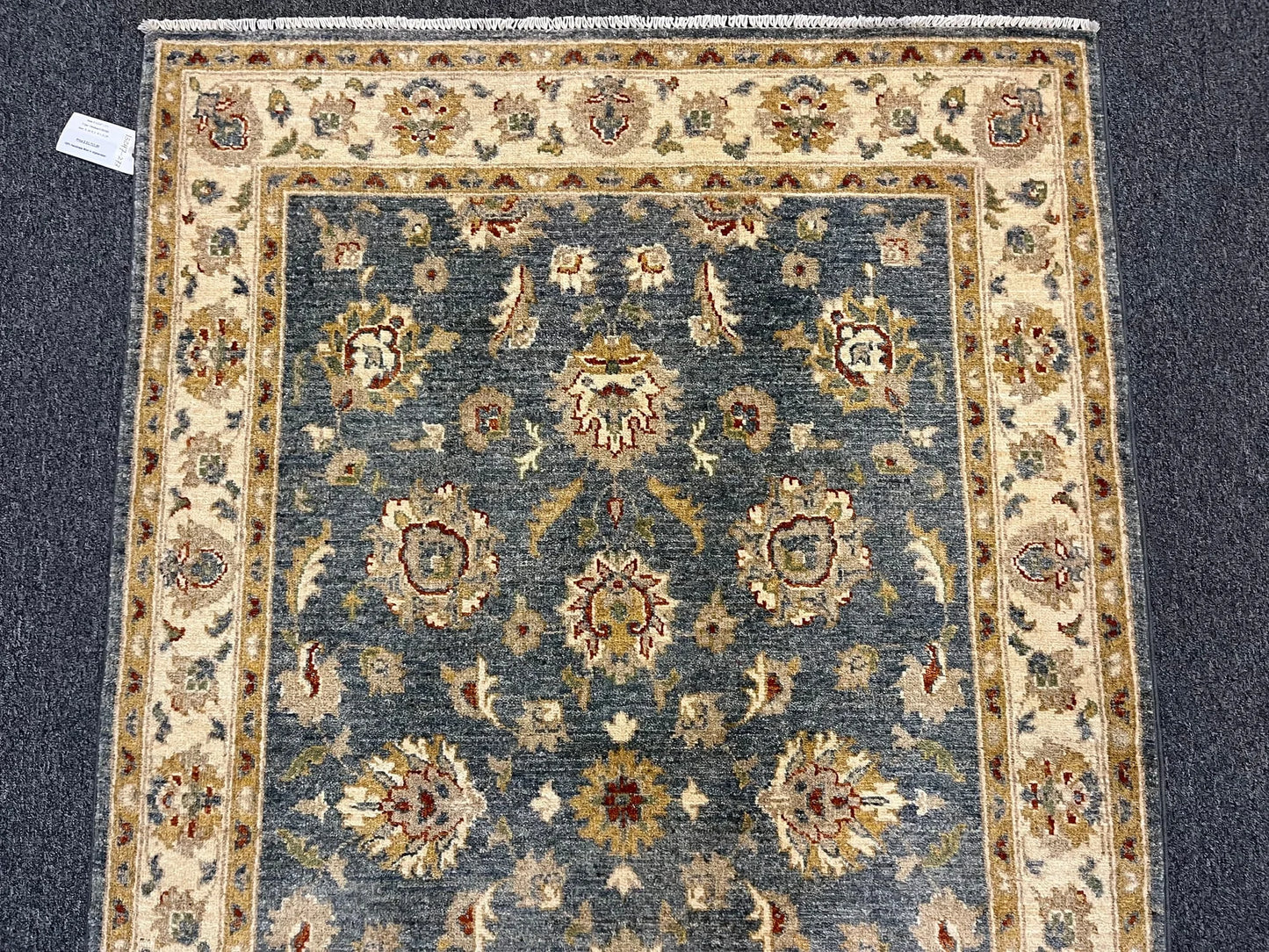 4X6 Ziegler Oushak Blue/Gray Gold Handmade Wool Rug # 13247