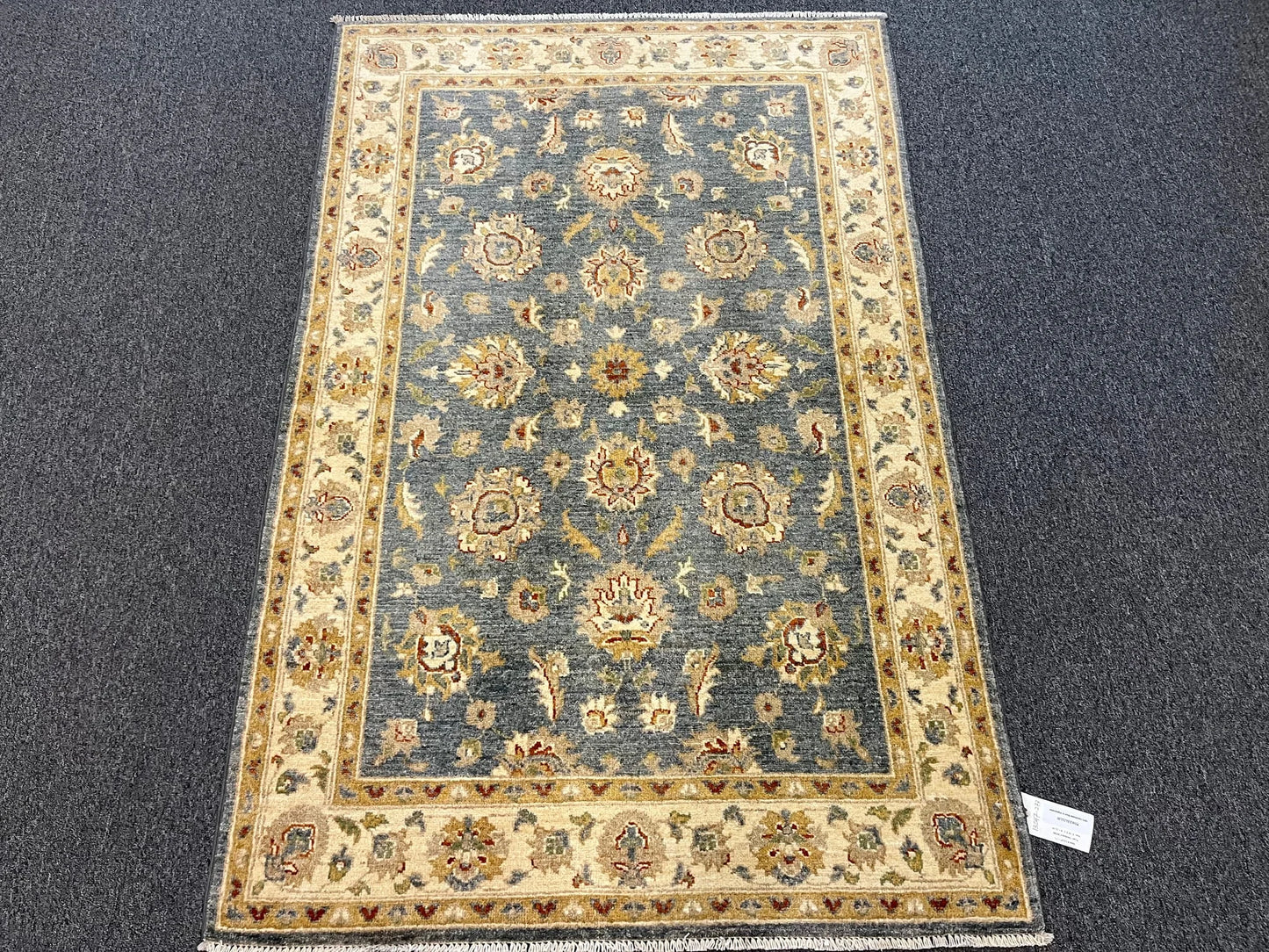 4X6 Ziegler Oushak Blue/Gray Gold Handmade Wool Rug # 13247