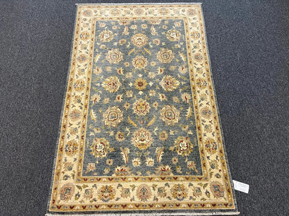 4X6 Ziegler Oushak Blue/Gray Gold Handmade Wool Rug # 13247