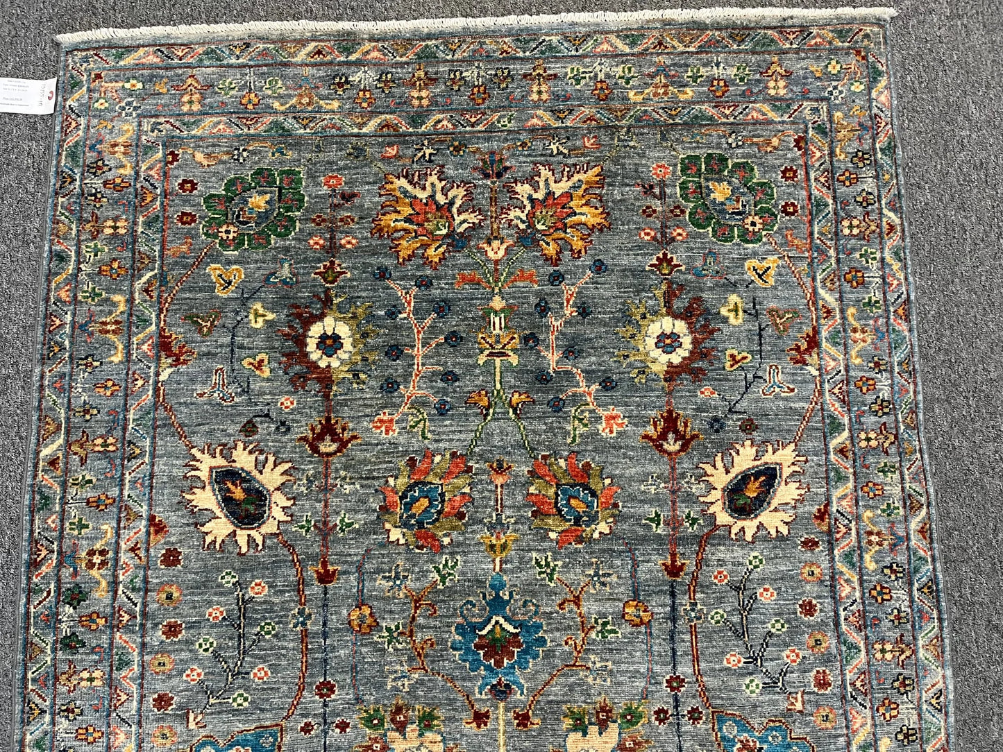 Silver Multicolor Mohall 4X6 Handmade Wool Rug # 13155