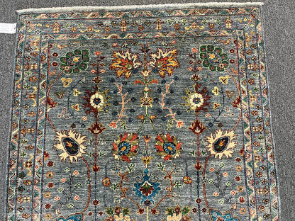 Silver Multicolor Mohall 4X6 Handmade Wool Rug # 13155