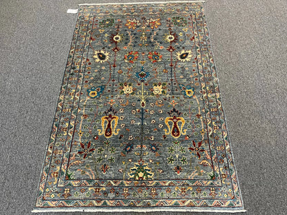 Silver Multicolor Mohall 4X6 Handmade Wool Rug # 13155