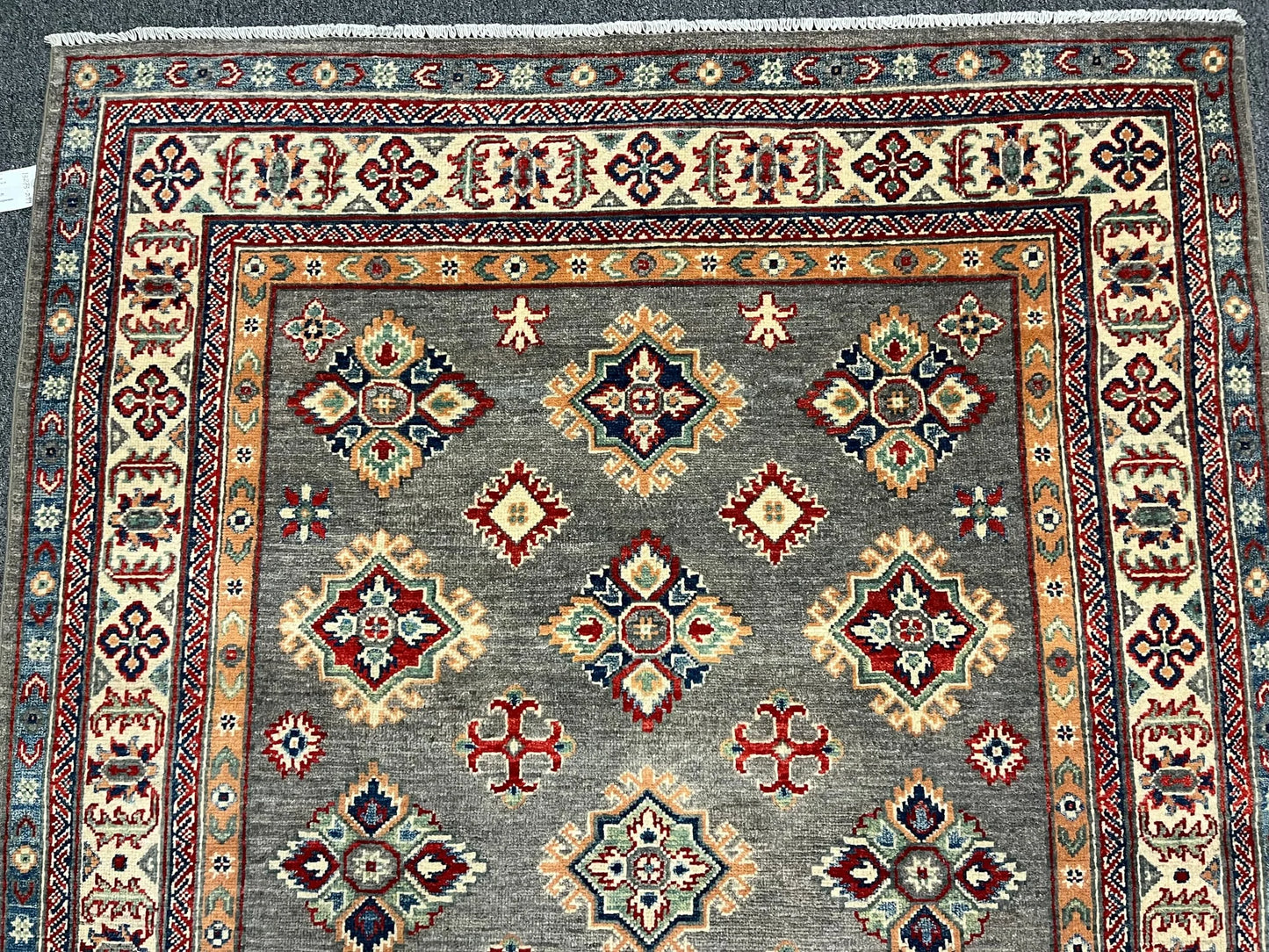 Kazak Gray Brown 5X7 Handmade Wool Rug # 13273