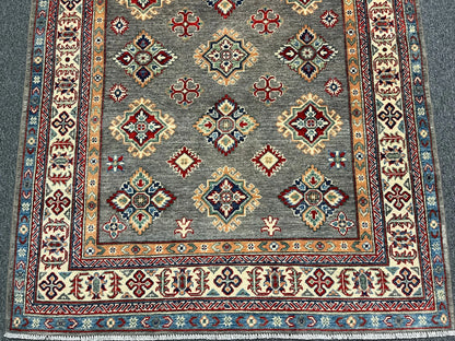 Kazak Gray Brown 5X7 Handmade Wool Rug # 13273