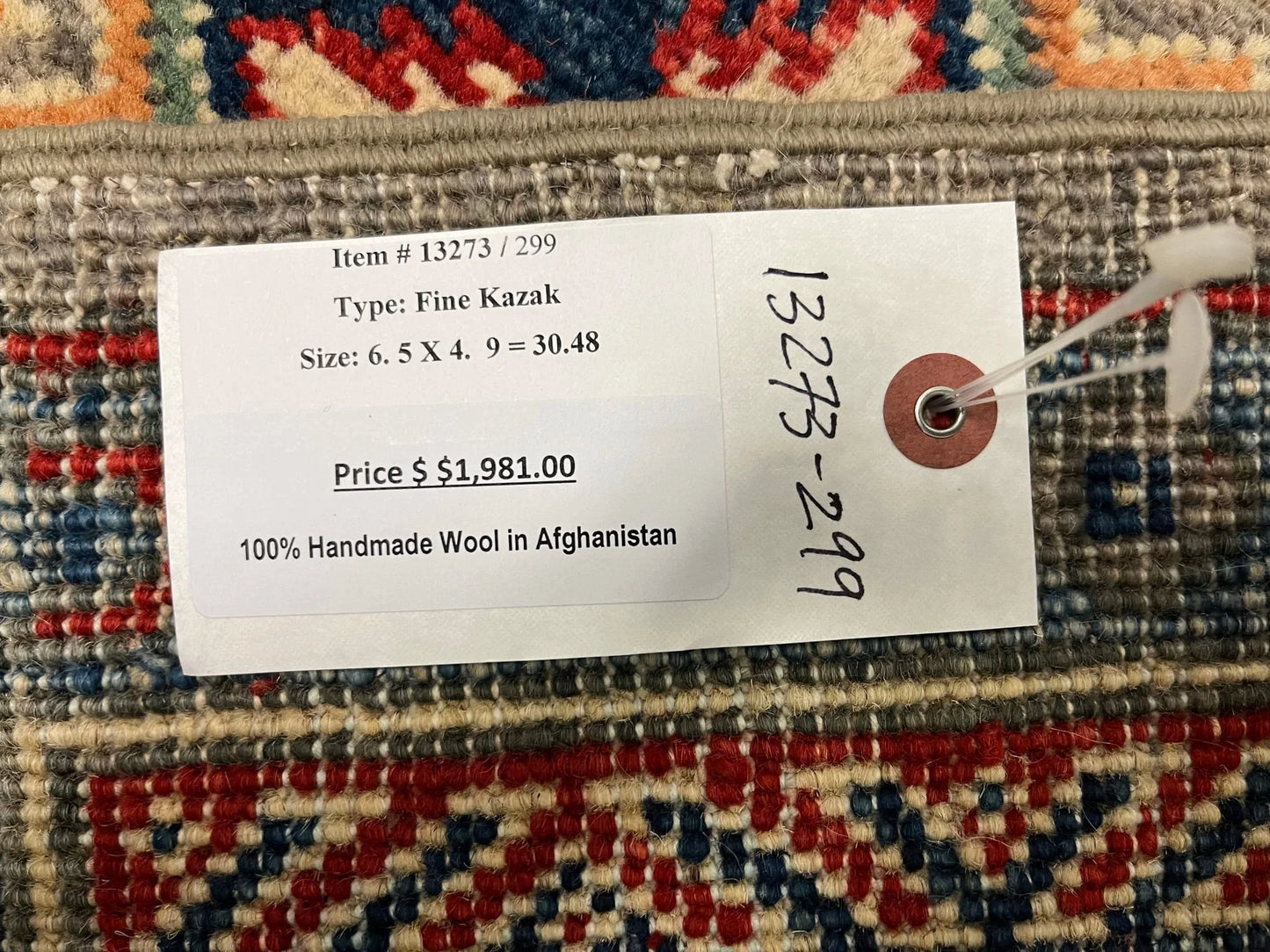 Kazak Gray Brown 5X7 Handmade Wool Rug # 13273