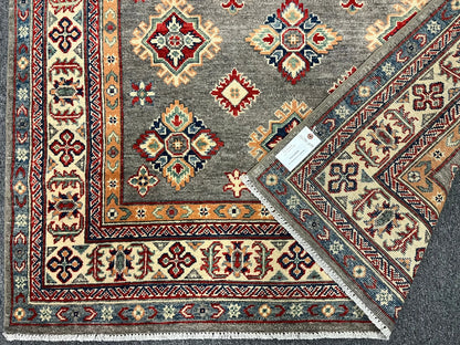 Kazak Gray Brown 5X7 Handmade Wool Rug # 13273