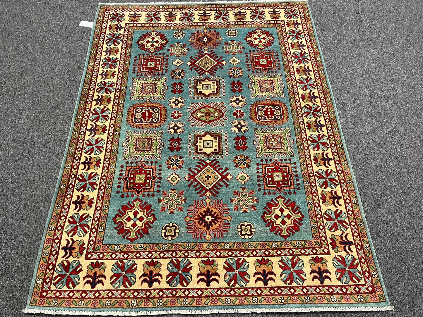 Kazak Light Blue 5X7 Handmade Wool Rug # 13311