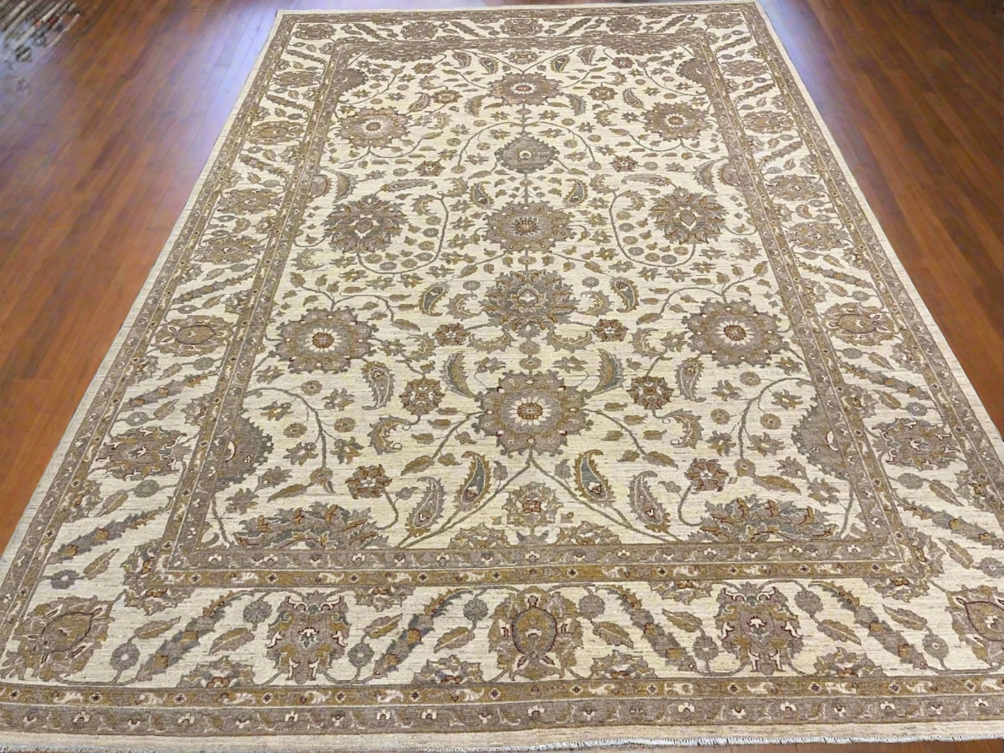 Chobi Ziegler 10X14 Ivory Handmade Wool Rug # 13358