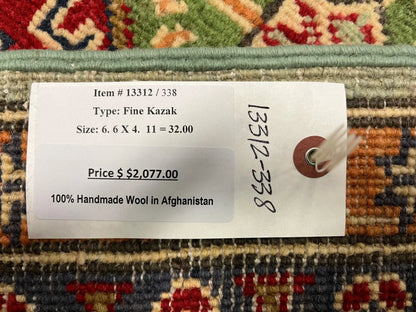 Kazak Light Blue 5X7 Handmade Wool Rug # 13312