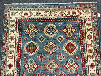 Kazak Light Blue 5X7 Handmade Wool Rug # 13036