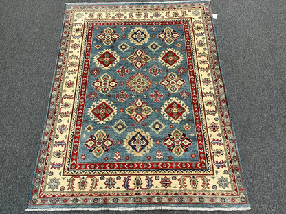 Kazak Light Blue 5X7 Handmade Wool Rug # 13036