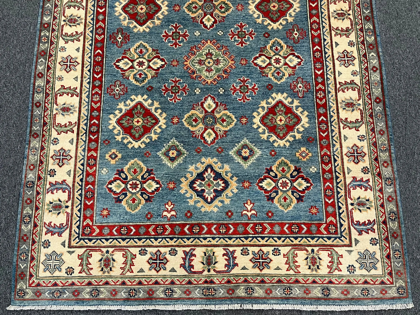 Kazak Light Blue 5X7 Handmade Wool Rug # 13036