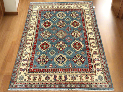 Kazak Light Blue 5X7 Handmade Wool Rug # 13036