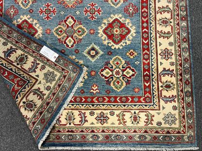 Kazak Light Blue 5X7 Handmade Wool Rug # 13036