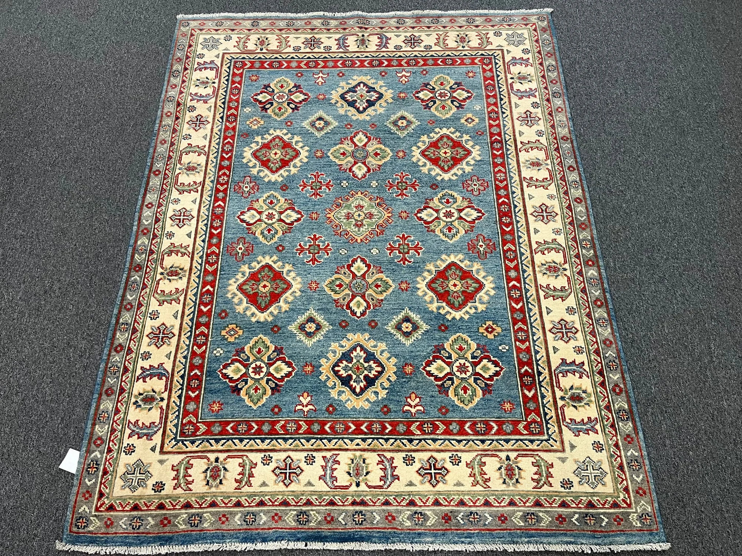 Kazak Light Blue 5X7 Handmade Wool Rug # 13036