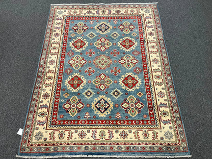 Kazak Light Blue 5X7 Handmade Wool Rug # 13036