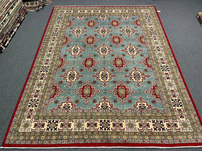 Kazak Light Blue 9X12 Handmade Wool Rug # 13048