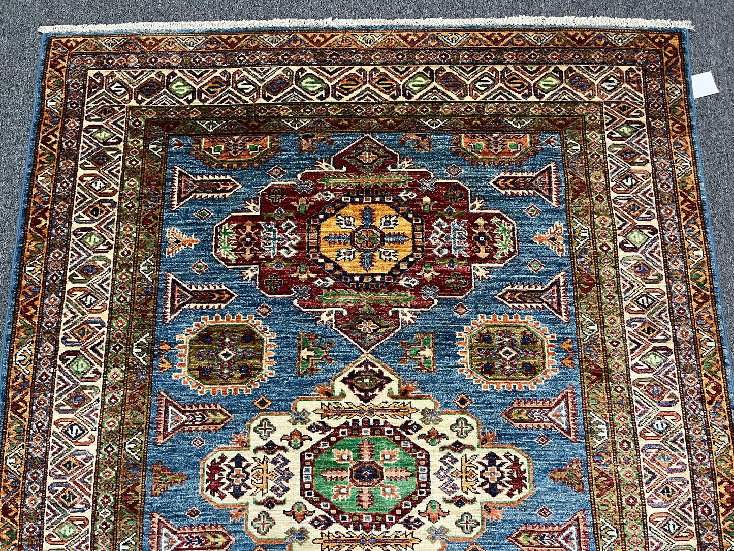 Super Kazak Light Blue 5X7 Handmade Wool Rug # 13094