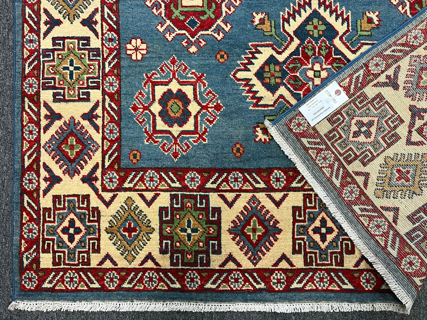 Kazak Light Blue 5X7 Handmade Wool Rug # 13310