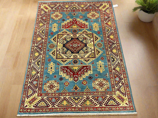 Kazak Light Blue 5X7 Handmade Wool Rug # 13037