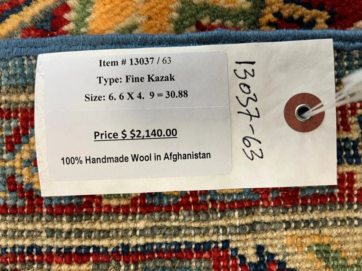 Kazak Light Blue 5X7 Handmade Wool Rug # 13037