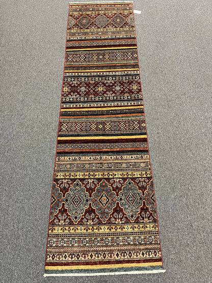 2' 7"X10' Tribal Khorjin Handmade Wool Runner Rug # 13218