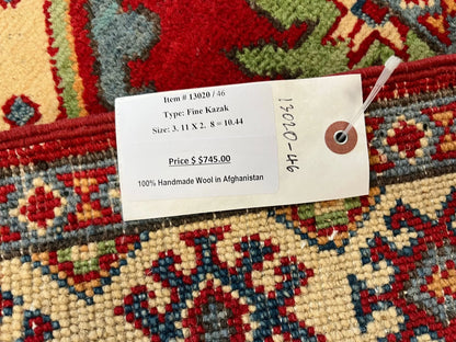 3X4 Red Kazak Handmade Wool Rug # 13020