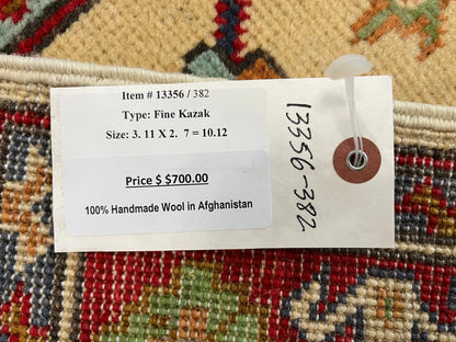 3' X 4' Fine Kazak Handmade Wool Rug # 13356